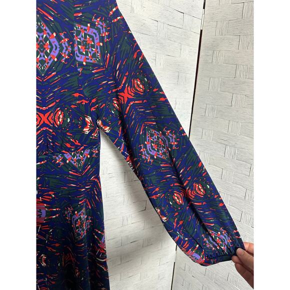 Tracy Negoshian women’s dress fit & flare long sleeve colorful feminine modern - Picture 4 of 11